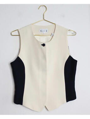 VTG Villa Roma Black Cream Silk Vest - 6